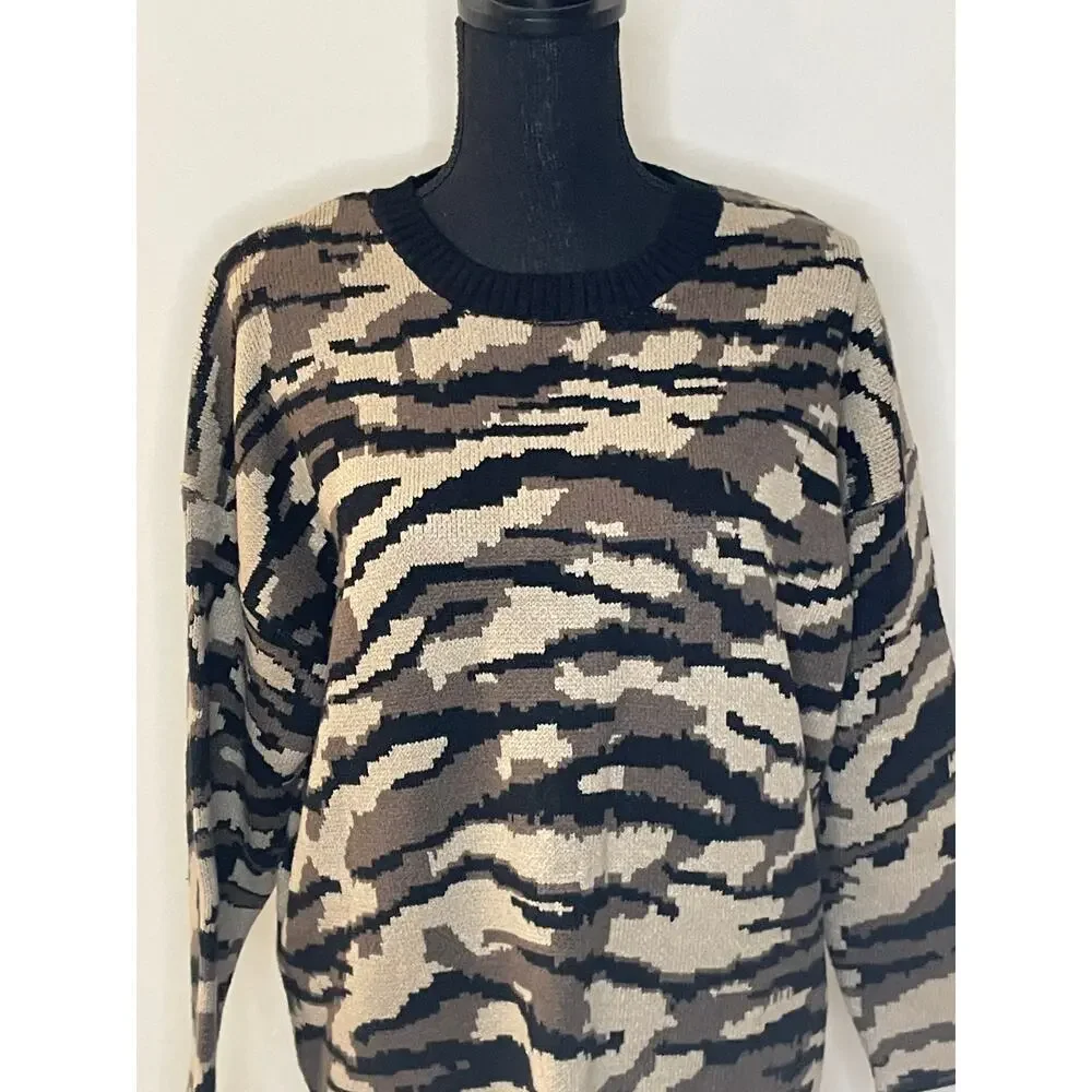 women's Philosophy 2X camouflage knit sweater long sleeves cozy casual relax